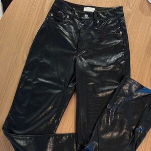Black Faux Leather Croc-Embossed H&M